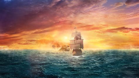 Pirate Sunset Adventure - 4K Ultra HD Wallpaper