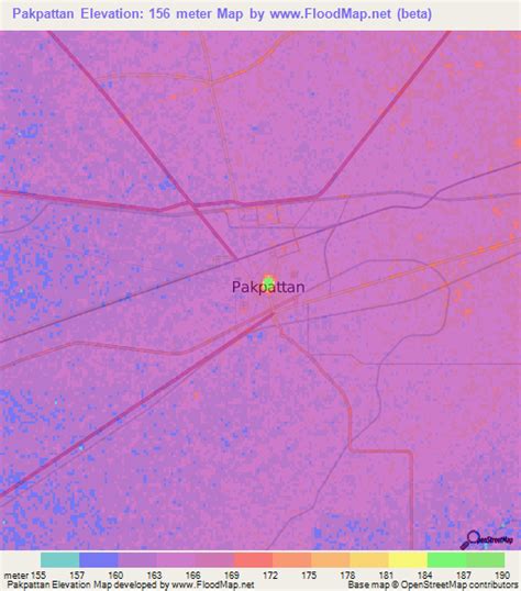 Elevation of Pakpattan,Pakistan Elevation Map, Topography, Contour