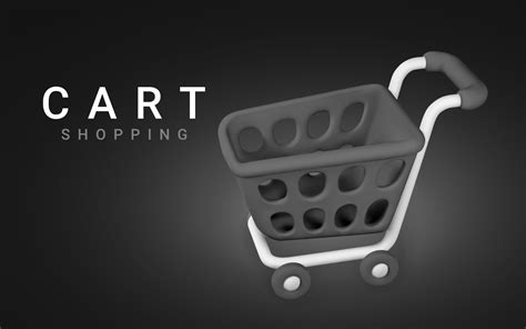 3d empty black shopping cart on a black background. Shopping concept ...