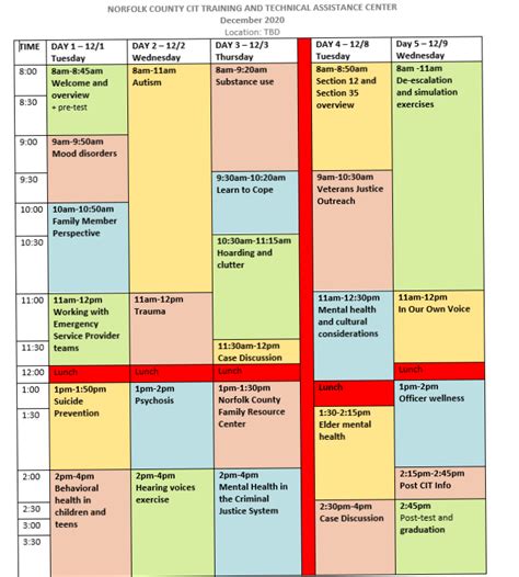 An Example of a CIT Training Schedule