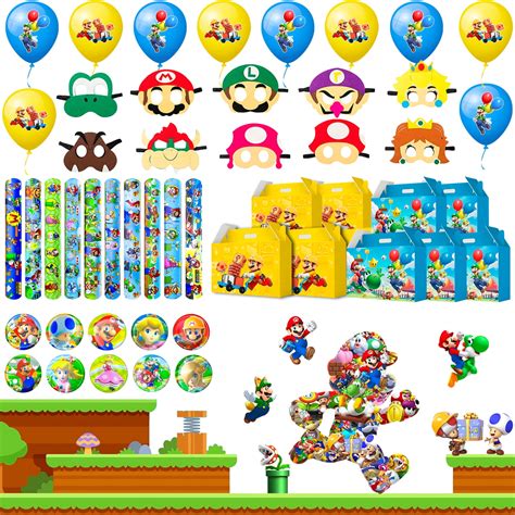 Super Mario Party Favors,100pcs Mario Bros Party Favors Packs - Mario ...