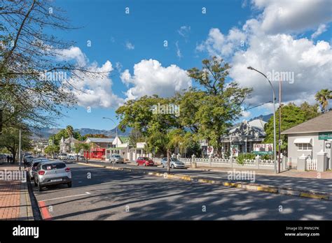 WELLINGTON, SOUTH AFRICA, AUGUST 8, 2018: A street scene, with ...