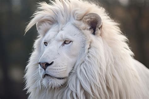 Premium AI Image | Albino lion with white fur outdoors Portrait of a ...