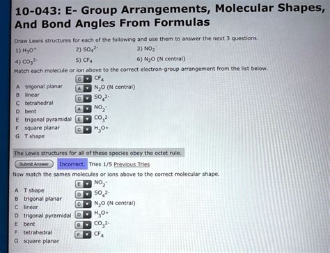 SOLVED: 10-043: E- Group Arrangements, Molecular Shapes, And Bond ...