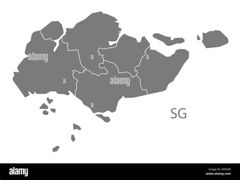 Singapore Map with regions grey Stock Photo - Alamy