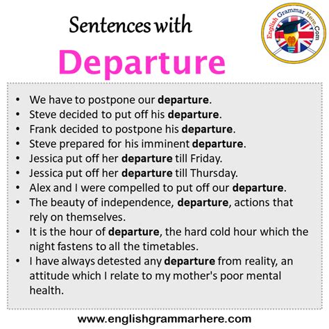 Sentences with Departure, Departure in a Sentence in English, Sentences For Departure - English ...