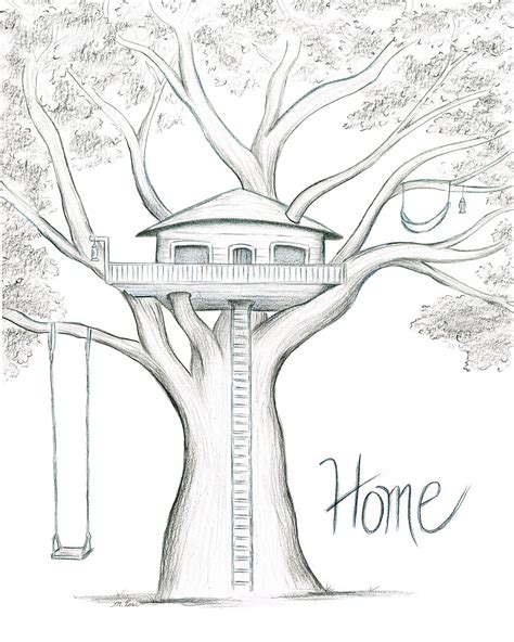 Home is Where the Tree House is | Etsy | Art drawings sketches creative, Art drawings simple ...