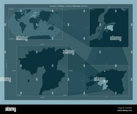 Parnu, county of Estonia. Diagram showing the location of the region on ...