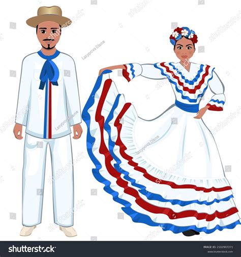 Mujer y hombre con trajes dominicanos: ilustración de stock 2102907271 | Shutterstock