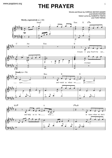 Andrea Bocelli, Celine Dion-The Prayer Sheet Music pdf, - Free Score Download ★