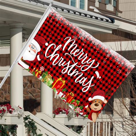 Amazon.com : Merry Christmas Flag 3x5 Outdoor Double Sided, Santa Claus ...