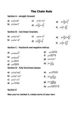 Chain Rule Practice | Teaching Resources