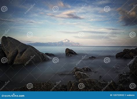 Sea Landscape with Looking on Mount Athos Stock Photo - Image of karidi, ocean: 120723932