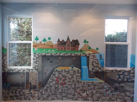 The perfect mural for a Minecraft addict. | Minecraft room, Minecraft bedroom, Painting minecraft