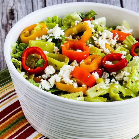 Peperoncini Salad with Romaine, Peppers, and Feta - Recipe OCean