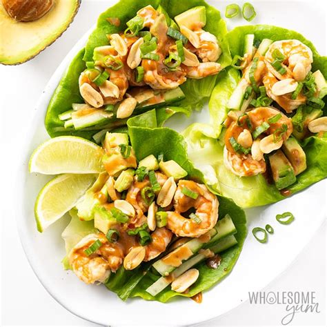 Spicy Keto Thai Shrimp Lettuce Wraps Recipe | Wholesome Yum