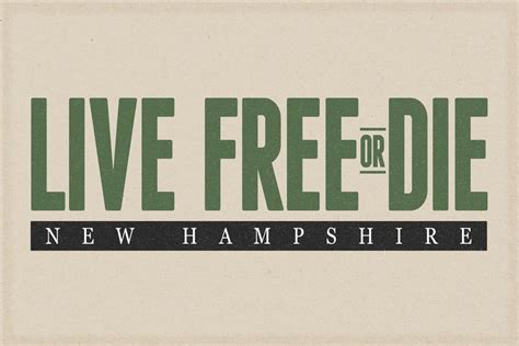 Live Free Or Die New Hampshire Granite State Motto Pride Home Travel Modern Retro Vintage Style ...