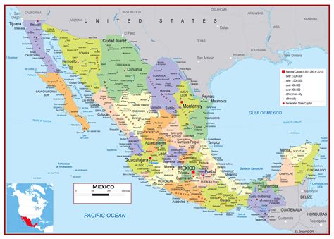 Large detailed political and administrative map of Mexico with roads and cities | Vidiani.com ...