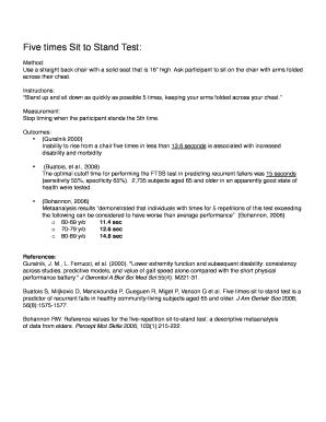 Five Times Sit To Stand Test: - Fill and Sign Printable Template Online