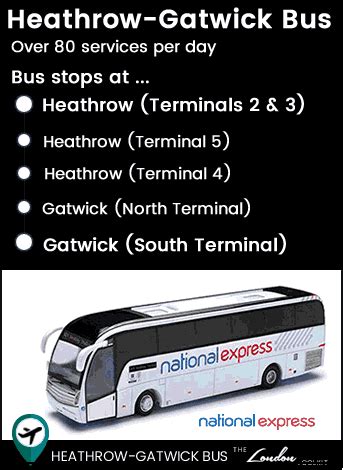 Heathrow - Gatwick Airport bus shuttle - 80 services daily