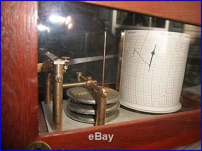 Excellent Half Size Vintage French Maxant Mahogany Barograph WORKS FINE | Barometers