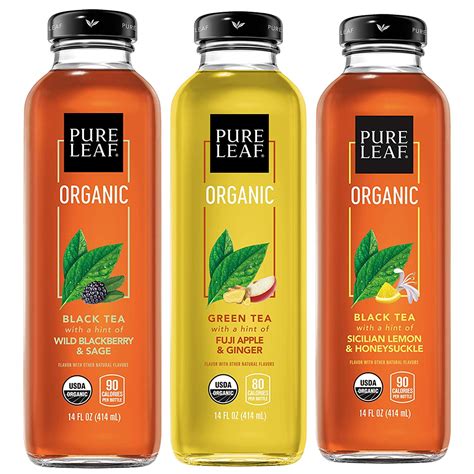 Pure Leaf, Organic Iced Tea Variety Pack, 14 oz Bottles (Pack of 8 ...