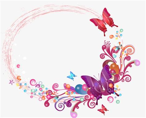 Vector Colorful Butterfly Border, Frame, Hand Painted Border, Butterfly Border PNG Transparent ...