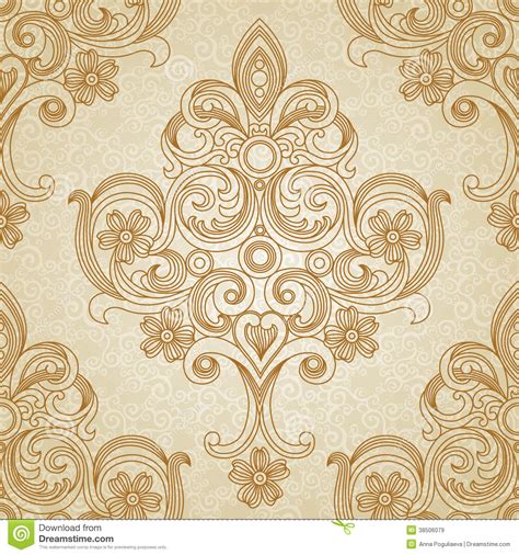 Vector Seamless Pattern In Victorian Style - Classical Wallpaper Texture - 1300x1390 - Download ...