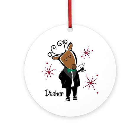 Dasher Reindeer Ornament (Round) by pinkinkart