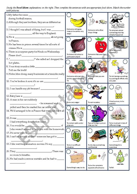 Food Idioms - ESL worksheet by lokyiuyiu