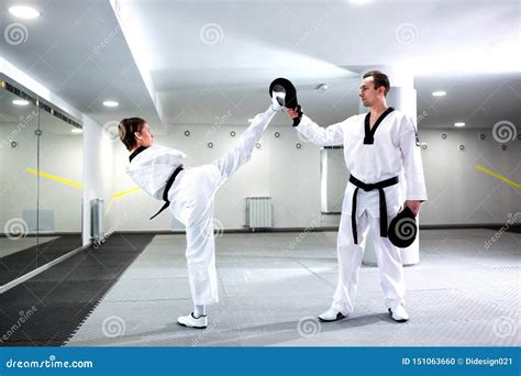 Physically Challenged Girl in Martial Arts Training Taekwondo Stock Photo - Image of action ...