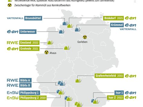 Deutschland Atomkraftwerke Karte - Landkarte