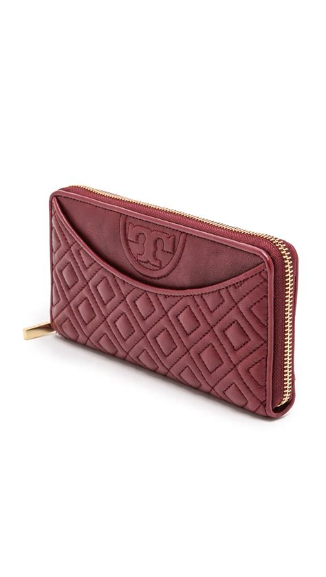 Lyst - Tory Burch Fleming Open Flat Zip Continental Wallet Deep Berry ...