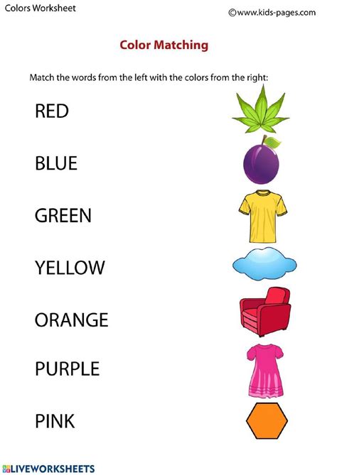 Color Matching Worksheet: Match The Names of Colors With The ... - Worksheets Library