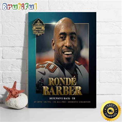 Nfl Hall Of Fame 2023 Ronde Barber Poster