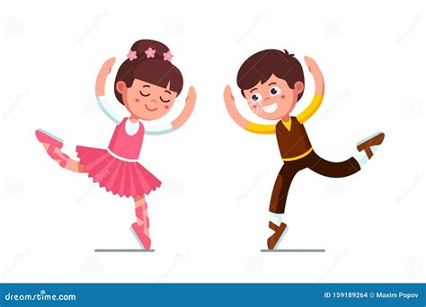 Ballet Dancer Kids Boy and Ballerina Girl Dancing Stock Vector - Illustration of cheerful ...