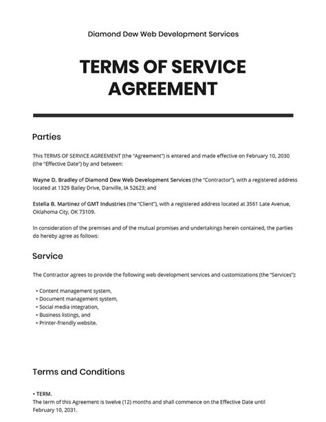 Terms of Service Agreement Template - Google Docs, Word, Apple Pages | Template.net