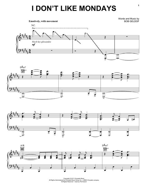 I Don't Like Mondays | Sheet Music Direct