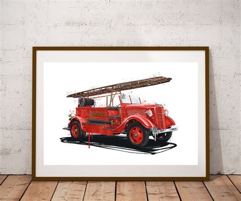 Old Fire Truck Fire Truck Decorschool Room Decor Children | Etsy | Kids ...