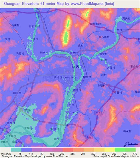 Elevation of Shaoguan,China Elevation Map, Topography, Contour