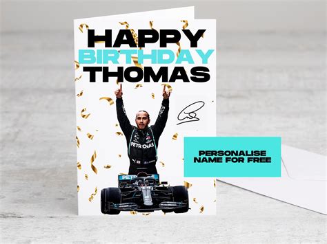 F1 Birthday Card Lewis Hamilton Personalise Name - Etsy