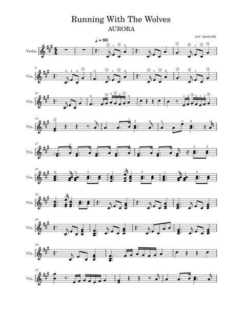 Running with the wolves – AURORA Sheet music for Violin (Solo ...