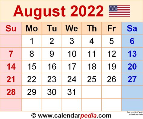 August 2022 Calendar Printable Free - November Calendar 2022