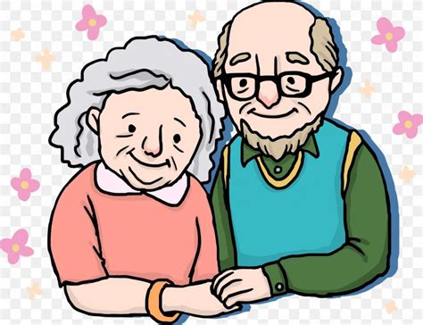 Couple Old Age Drawing Cartoon, PNG, 1347x1038px, Watercolor, Cartoon, Flower, Frame, Heart ...