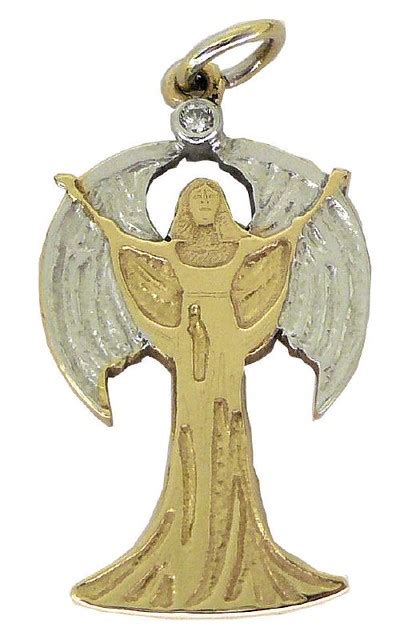 Pendant - 9ct Gold, Diamond, Rhodium Plated Guardian Angel… | Flickr