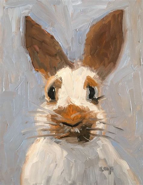 Bunny painting, rabbit art, oil painting handmade, 8x10 original art ...