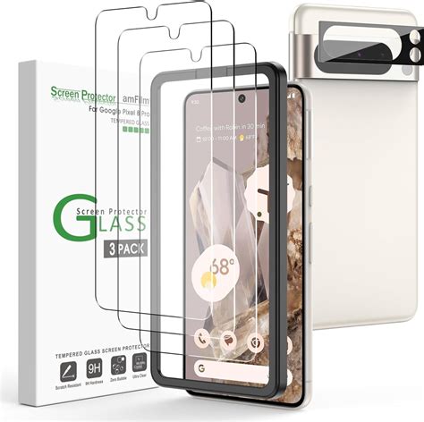 (3+1 Pack) amFilm tempered glass screen protector & camera lens protector for Google Pixel 8 Pro ...