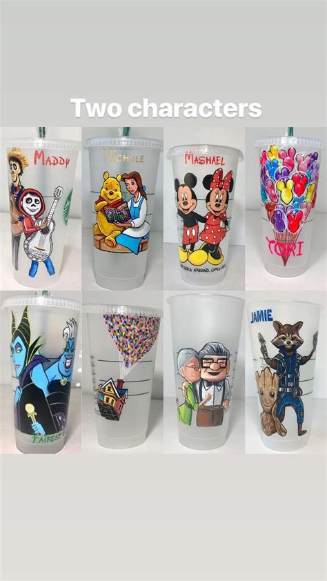 Hand Drawn Starbucks CLEAR Reusable Cups Your Choice of Character s ...