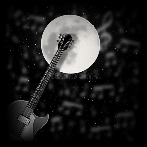 Guitar the Background of the Moon Stock Vector - Illustration of audio, festival: 58400481