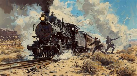 Wild West Train Robbery Stock Illustrations – 18 Wild West Train ...